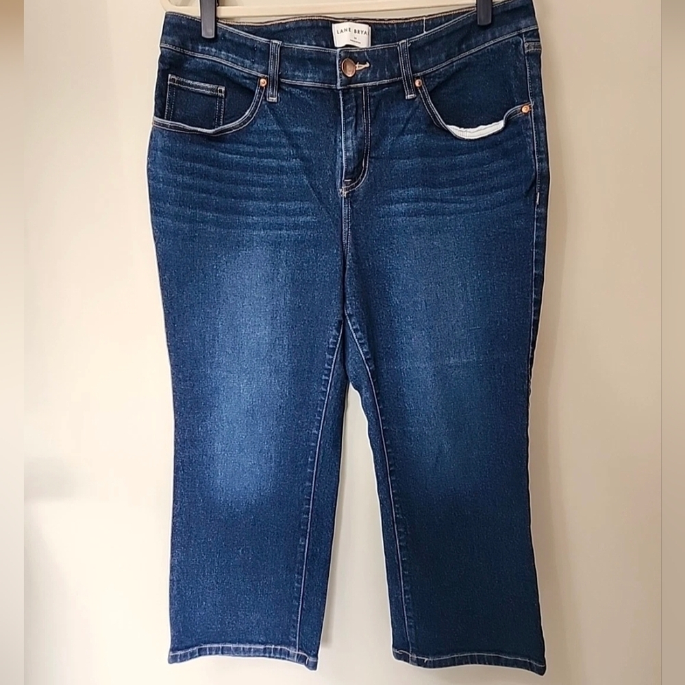 Mid Rise Straight Crop Jeans Dark Wash Inseam 22" Lane Bryant 14